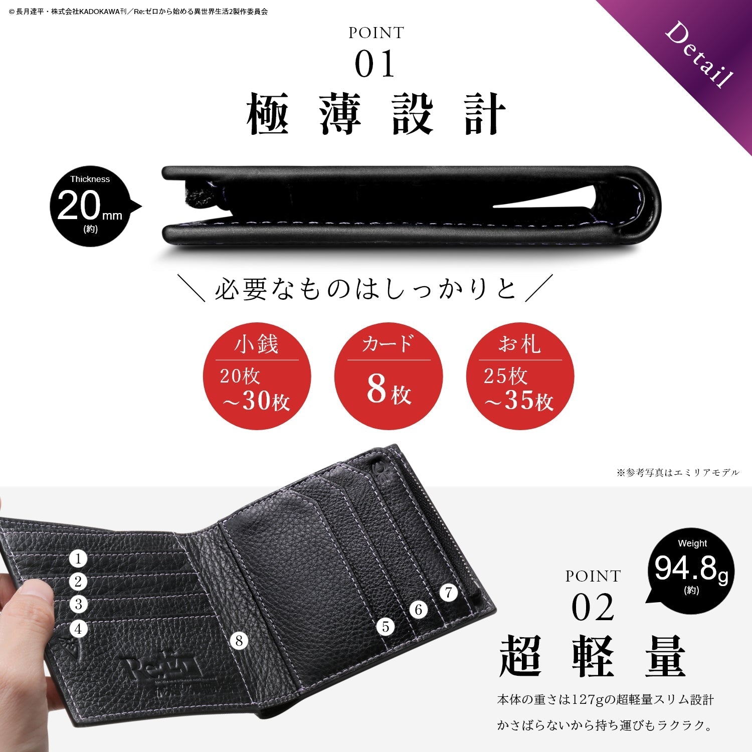 TVアニメ『Re:ゼロから始める異世界生活』イタリアンレザー二つ折り