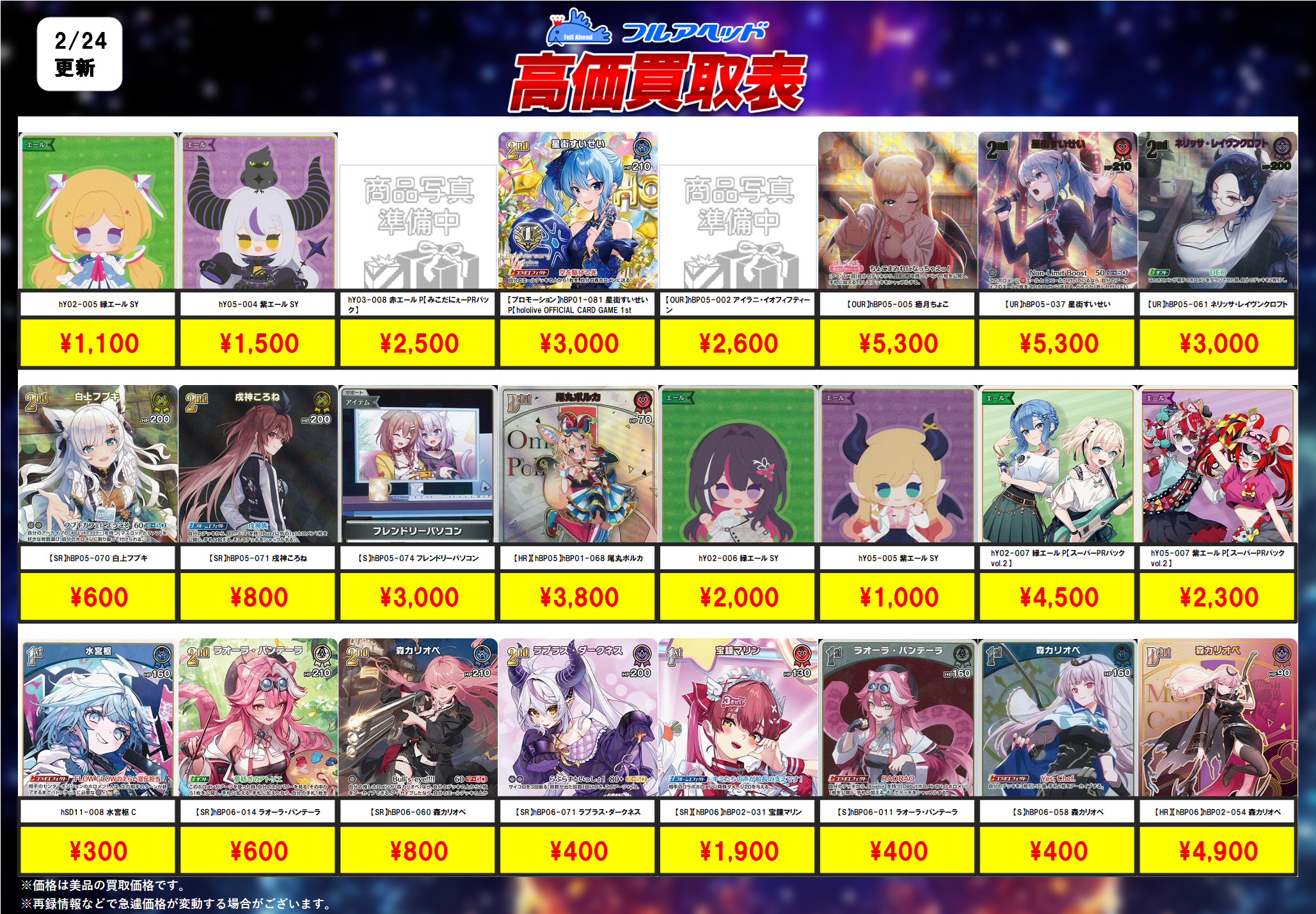 hololive OFFICIAL CARD GAME – 【フルアヘッド】高価買取表