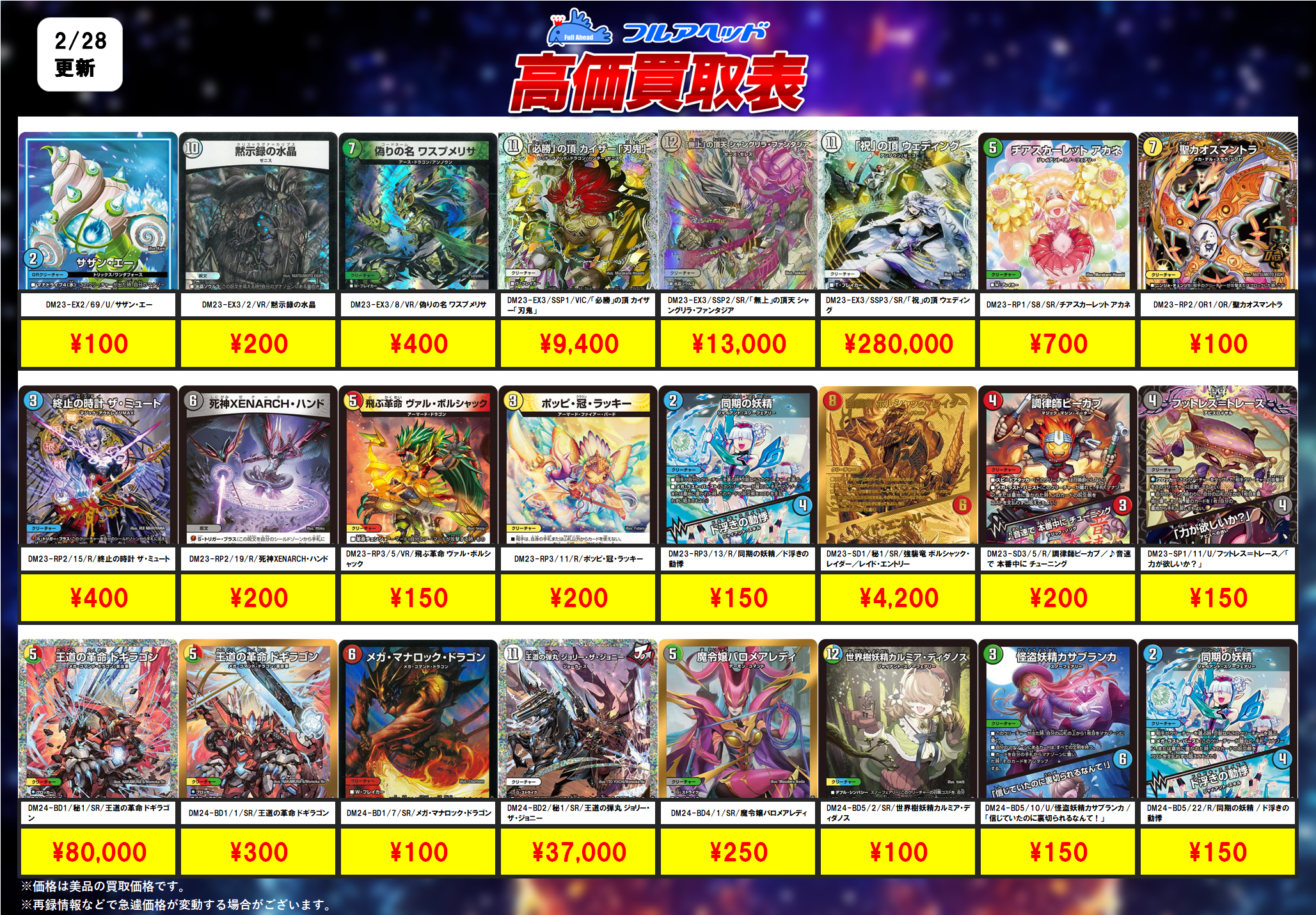 デュエルマスターズ – 【フルアヘッド】高価買取表
