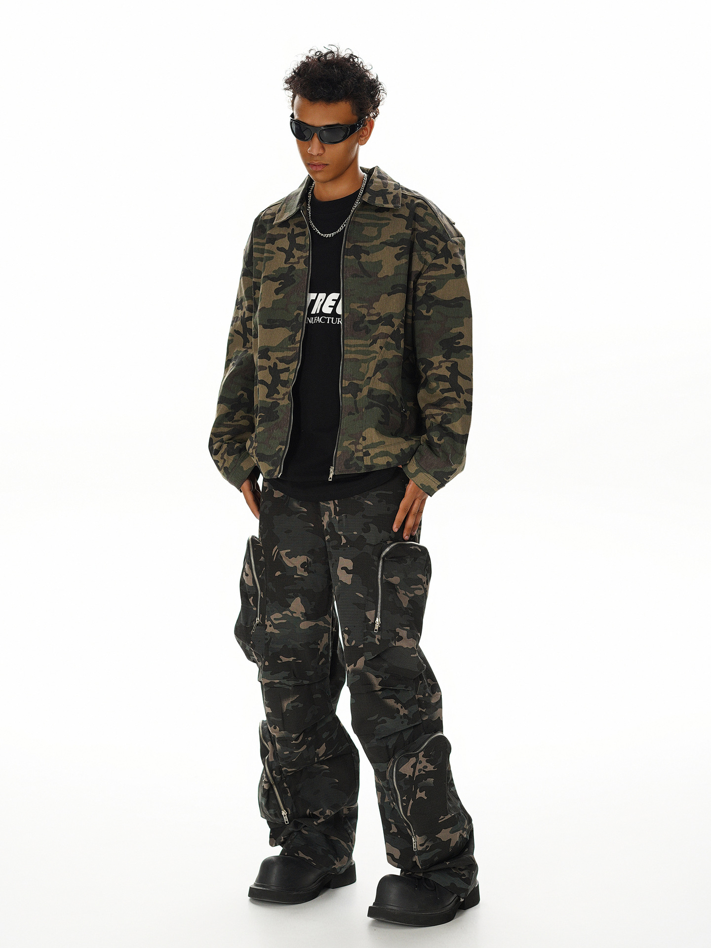 迷彩柄ジップアップミリタリージャケット メンズ|ミリタリージャケット