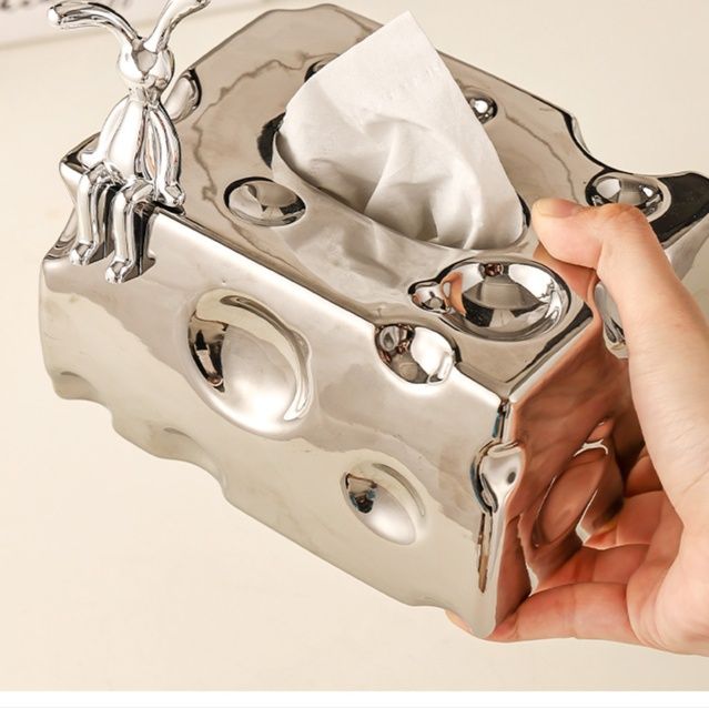 ティッシュケース 穴あきチーズのティッシュボックス プラスチック