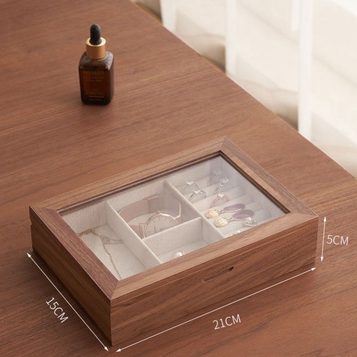 ジュエリーボックス 木製透明窓付き仕切り型ジュエリーボックス 木製
