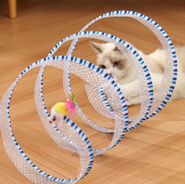 猫 おもちゃ トンネル型じゃれ猫 スパイラルチューブ 猫じゃらし|猫