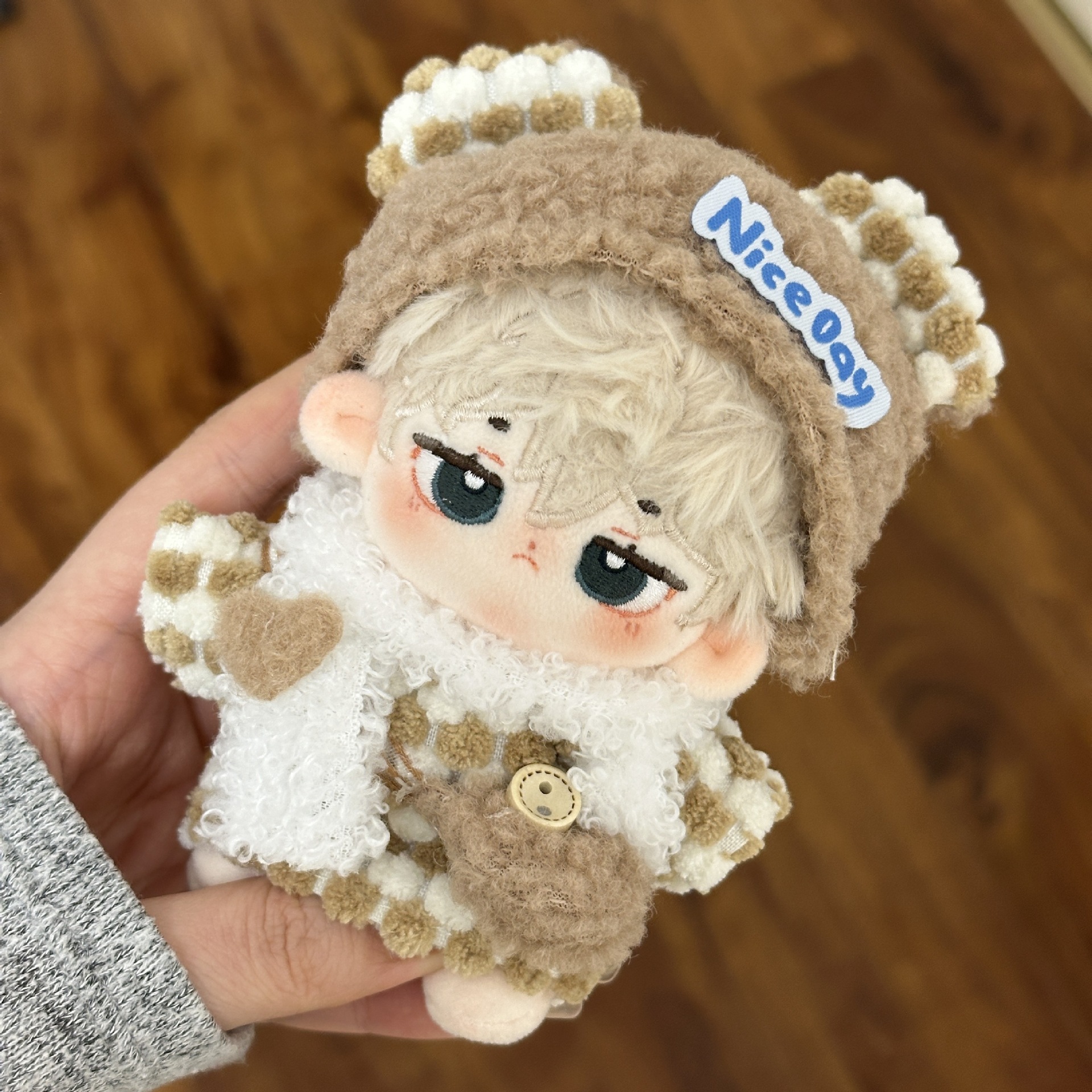 10cm】ぬいぐるみ服 くま耳チェックボアセットアップ 10cm|ぬいぐるみ