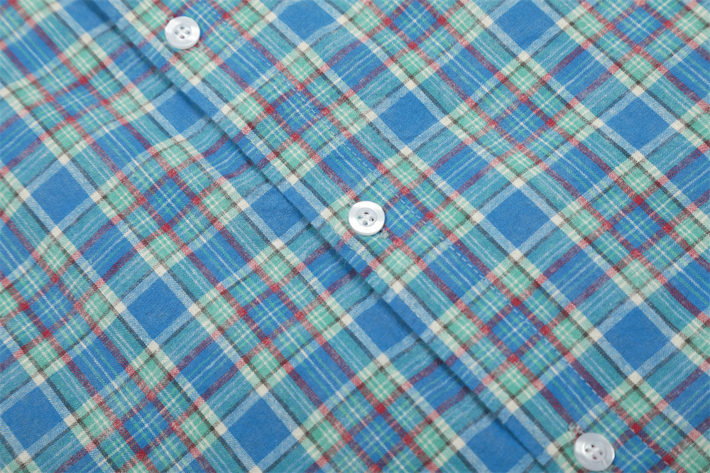 メンズ シャツ メンズ 青系チェック柄長袖シャツ 春秋対応 チェック