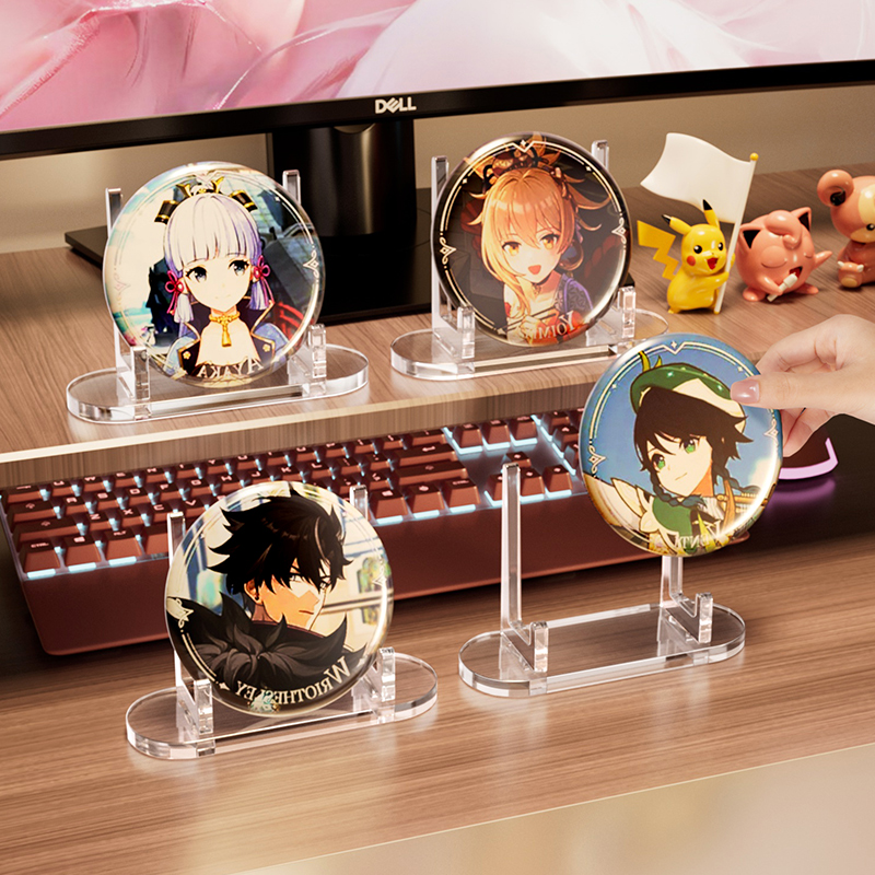 グッズ収納 アクリル製 アニメ缶バッジ＆カード立てスタンド 缶 バッジ