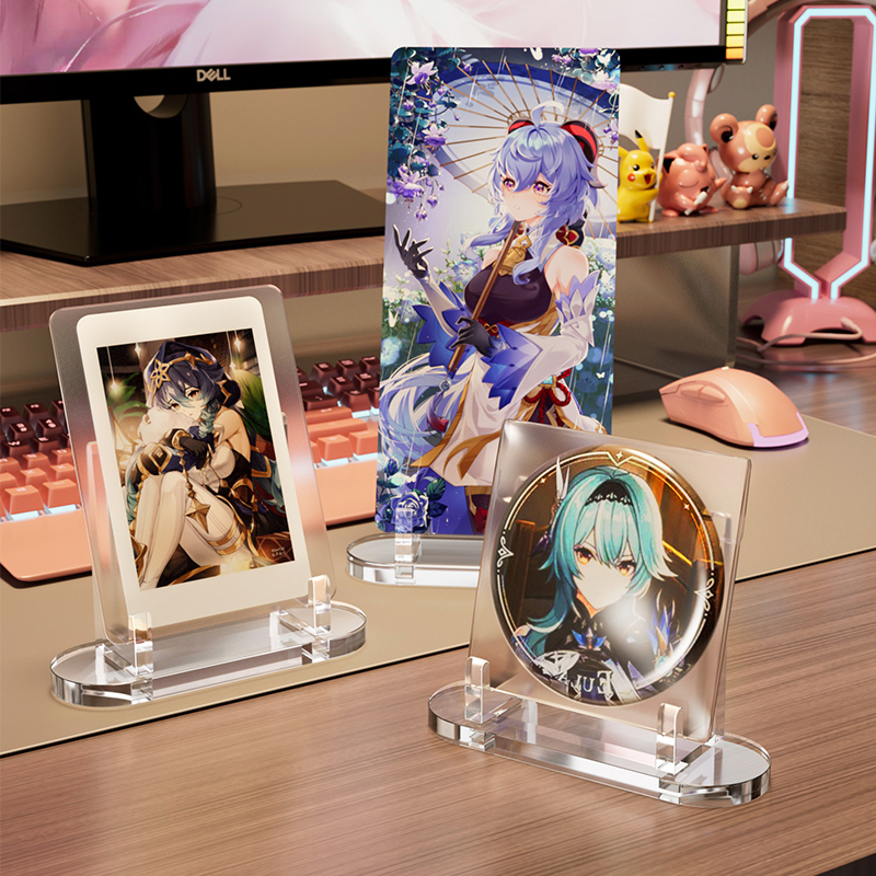 グッズ収納 アクリル製 アニメ缶バッジ＆カード立てスタンド 缶 バッジ