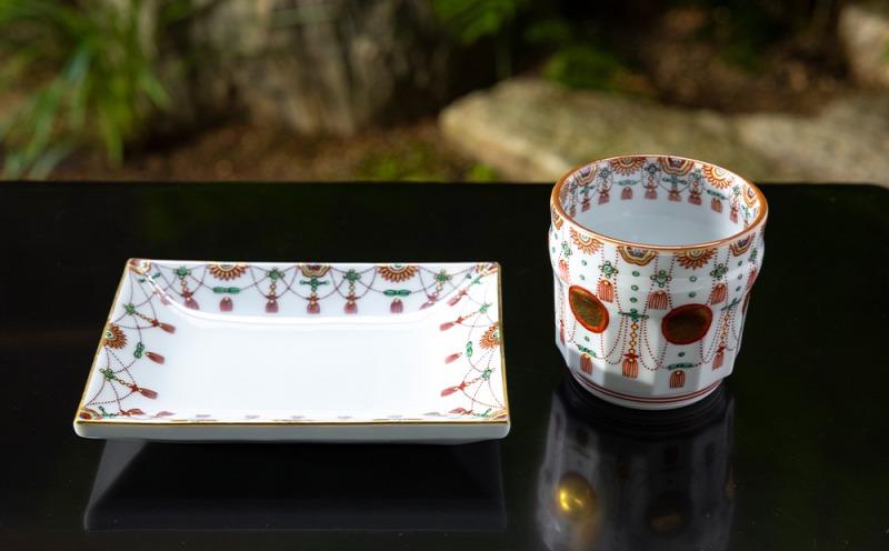 柳桜園×京焼】最高級茶各種詰合せ×京焼茶器セット（叶松谷作 赤絵金襴