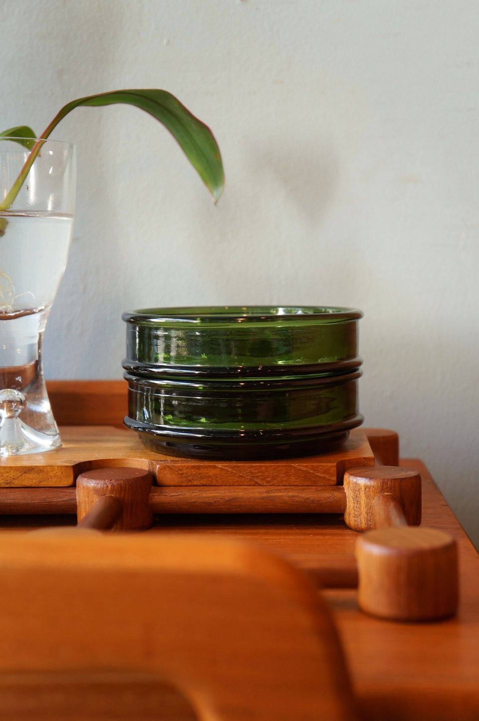 ニッセン チーク材 ガラス トレイ デンマークヴィンテージ/NISSEN Teak