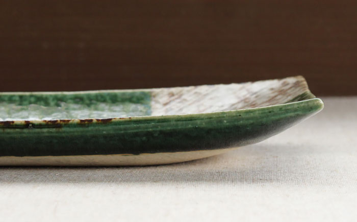 瀬戸焼】 「舞陶館」 織部小紋 長角皿2枚セット【松本陶器株式