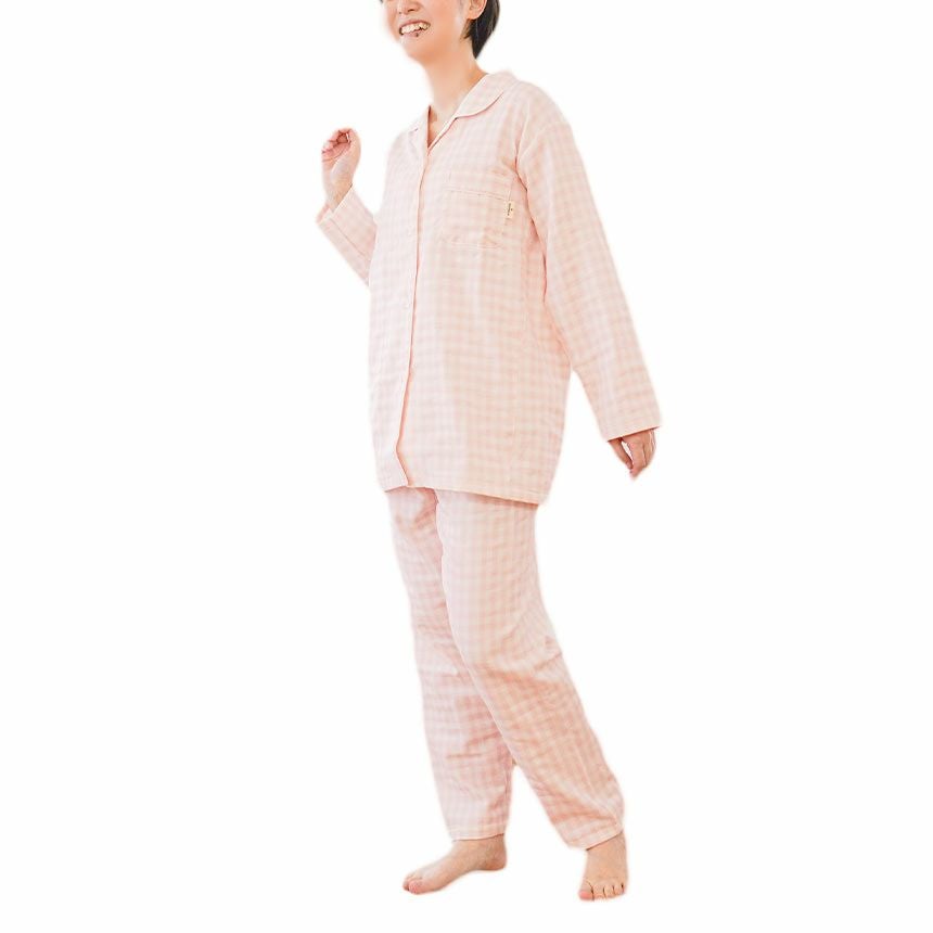 ガーゼ パジャマ レディース 日本製 綿100％ 無撚糸 二重ガーゼ 3L 4L