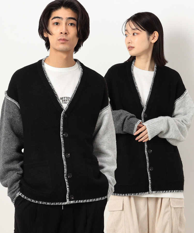 ブランケットステッチカーディガン（55-41KI03-204）｜パープル