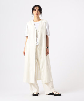 麻調合繊 Aライン ジャンパースカート（72-17OG06-204）｜ギャバジン