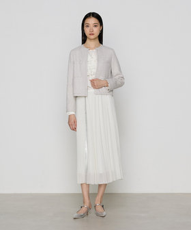 トリアセバックサテンジョーゼット ラッフルブラウス（01-02HK02-205