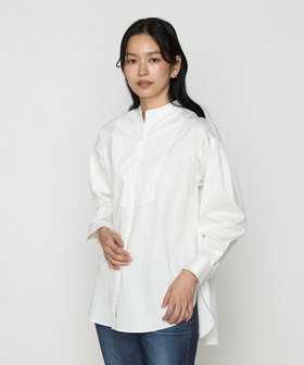 コットンサテンオルタージュ ロングシャツ（01-04HK05-205）｜K.T