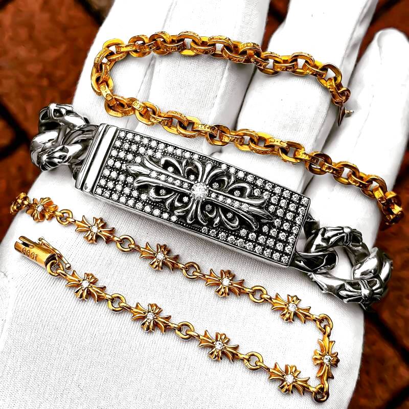 クロムハーツ フローラルクロス IDブレスレット ファンシー 13LINK