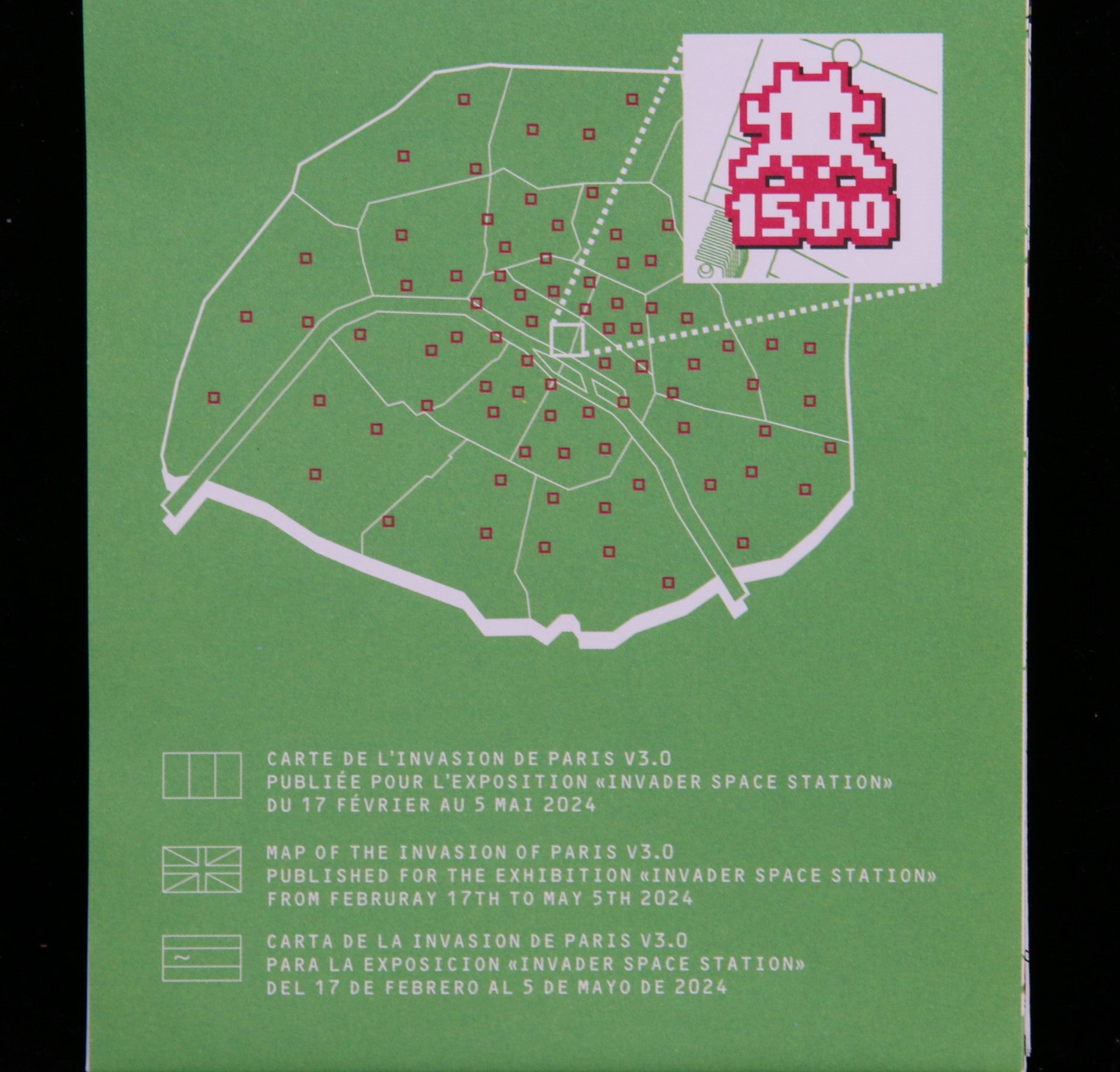 INVADER Invasion De Paris Map - print – Galerie Mona Lis'Art