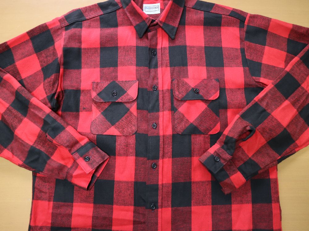 デッドストック 80S FIVEBROTHER ネルシャツ XL バッファローチェック