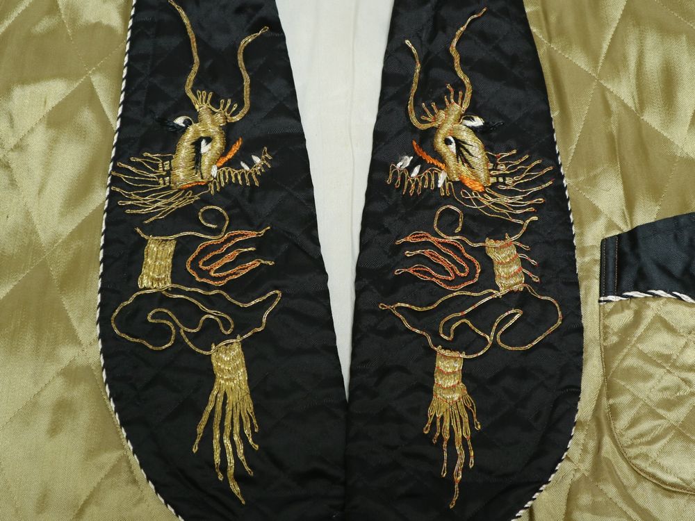 50s ビンテージ 中綿 キルティング スーベニア ガウン 昇り龍 龍