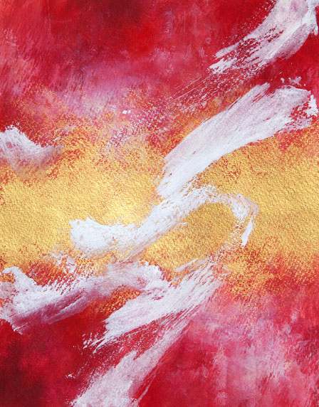 筆遊び金×赤|a221|【ギャラリー笑夢】イメージ画.風水画.出産祝い.新築