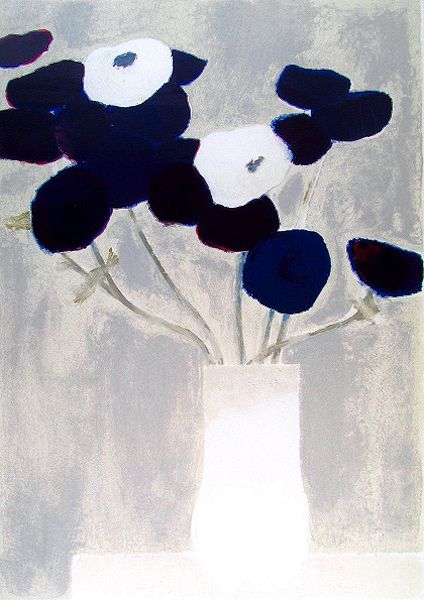 カトラン『白と青のアネモネの花束』｜絵画 販売 買取 - 東京