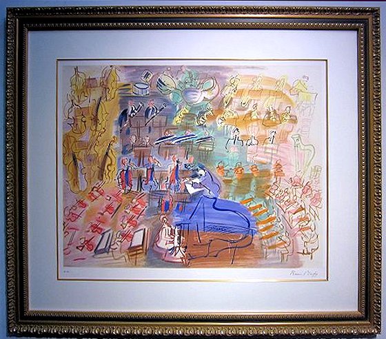 デュフィのリトグラフ「オーケストラ2」 額装画像 | デュフィ 絵画