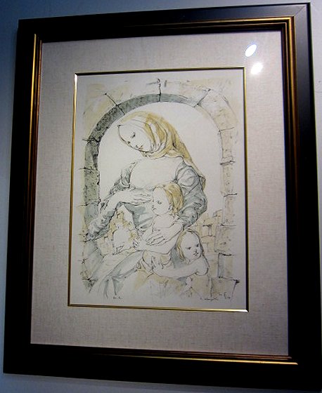 藤田嗣治 君代夫人コレクション「アーチのある母子像」 額装画像