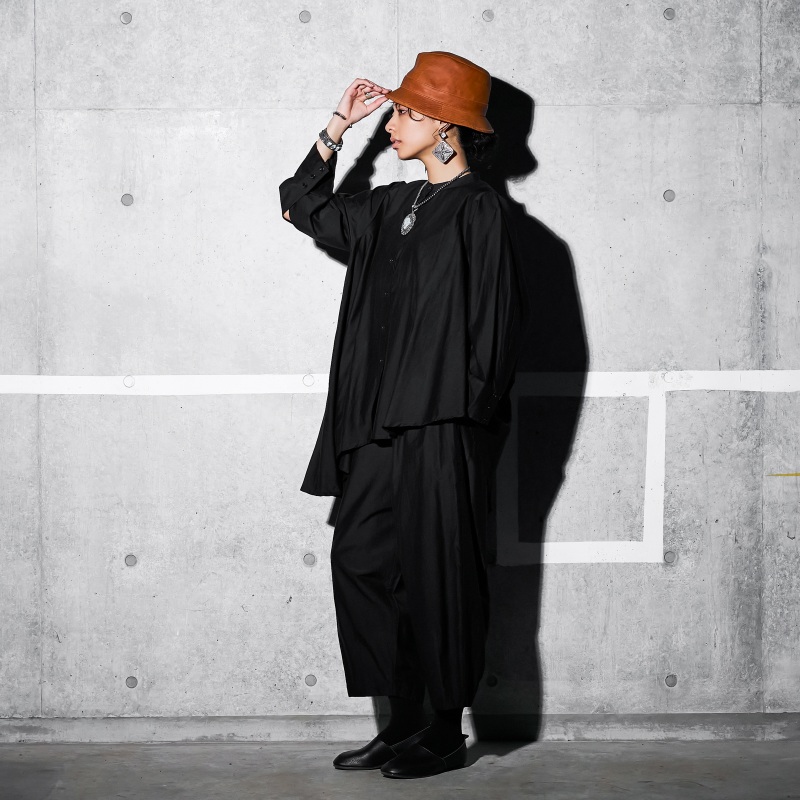 コットンシルクラウンドシャツブラウス｜マライカ公式通販