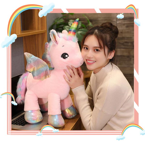 Qoo10] レインボーユニコーンぬいぐるみ 特大動物