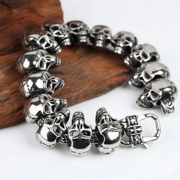 Qoo10] ステンレス スカル ブレスレット ドクロ