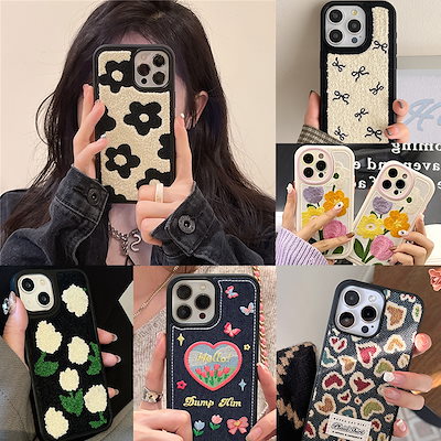 Qoo10] スマホケース iPhoneケース 刺繍 : スマホケース・保護フィルム