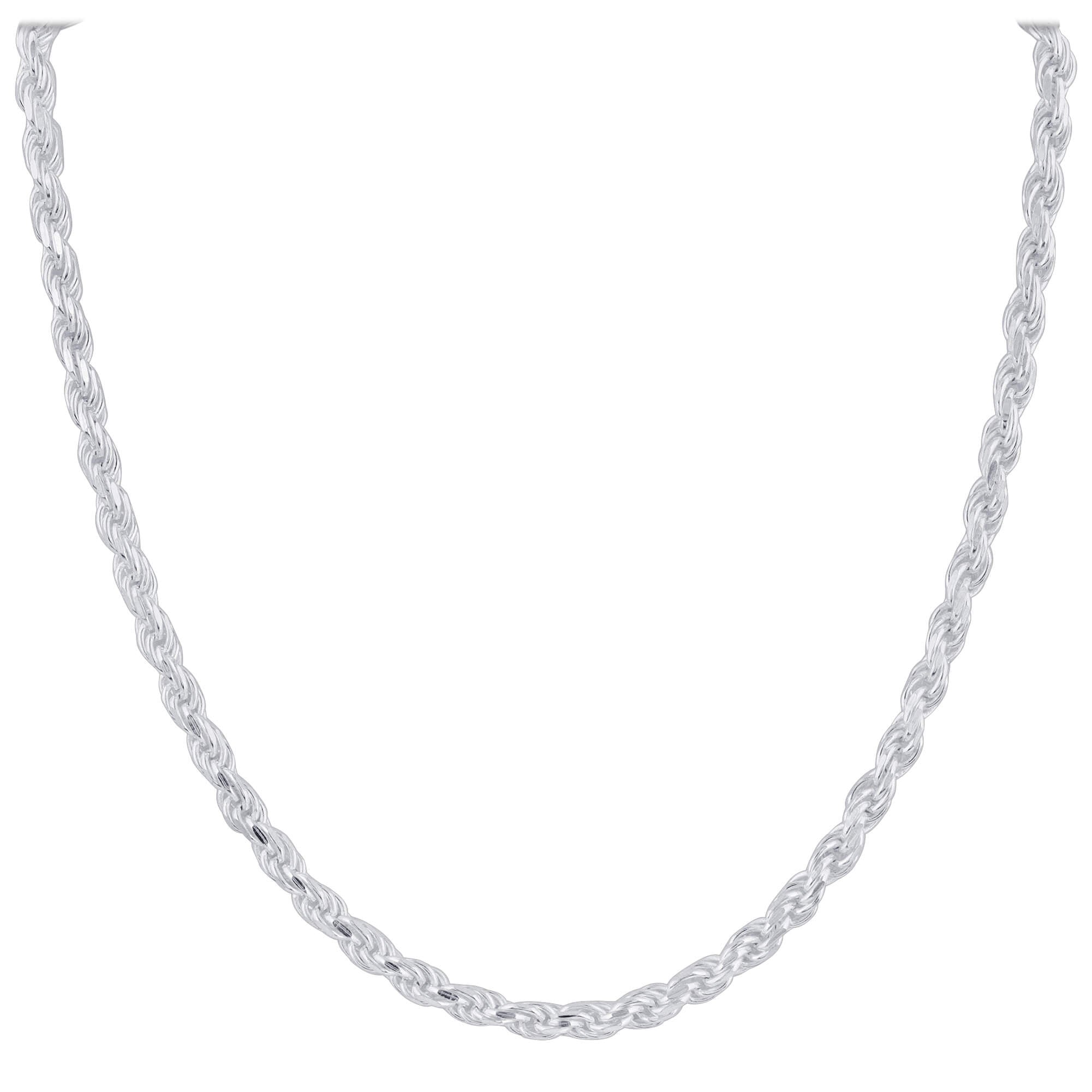 925 Sterling Silver 2.5mm Twist Rope Link Chain Necklace - GC044