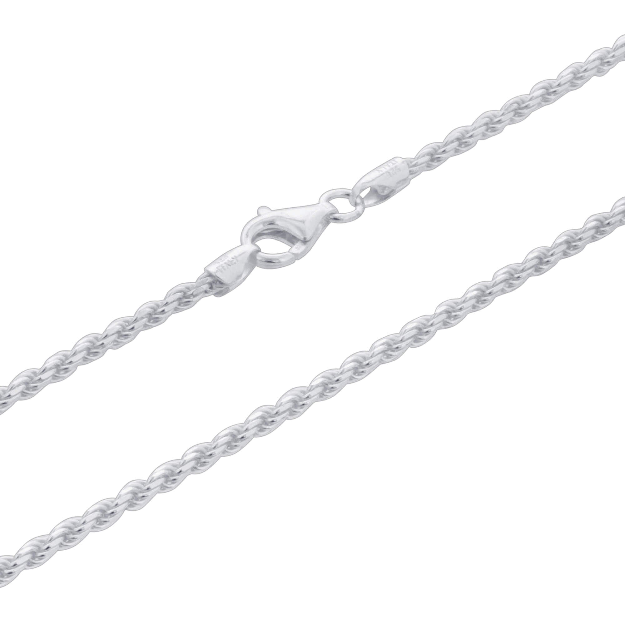 Italian 925 Sterling Silver Solid Twist Rope Chain Necklace