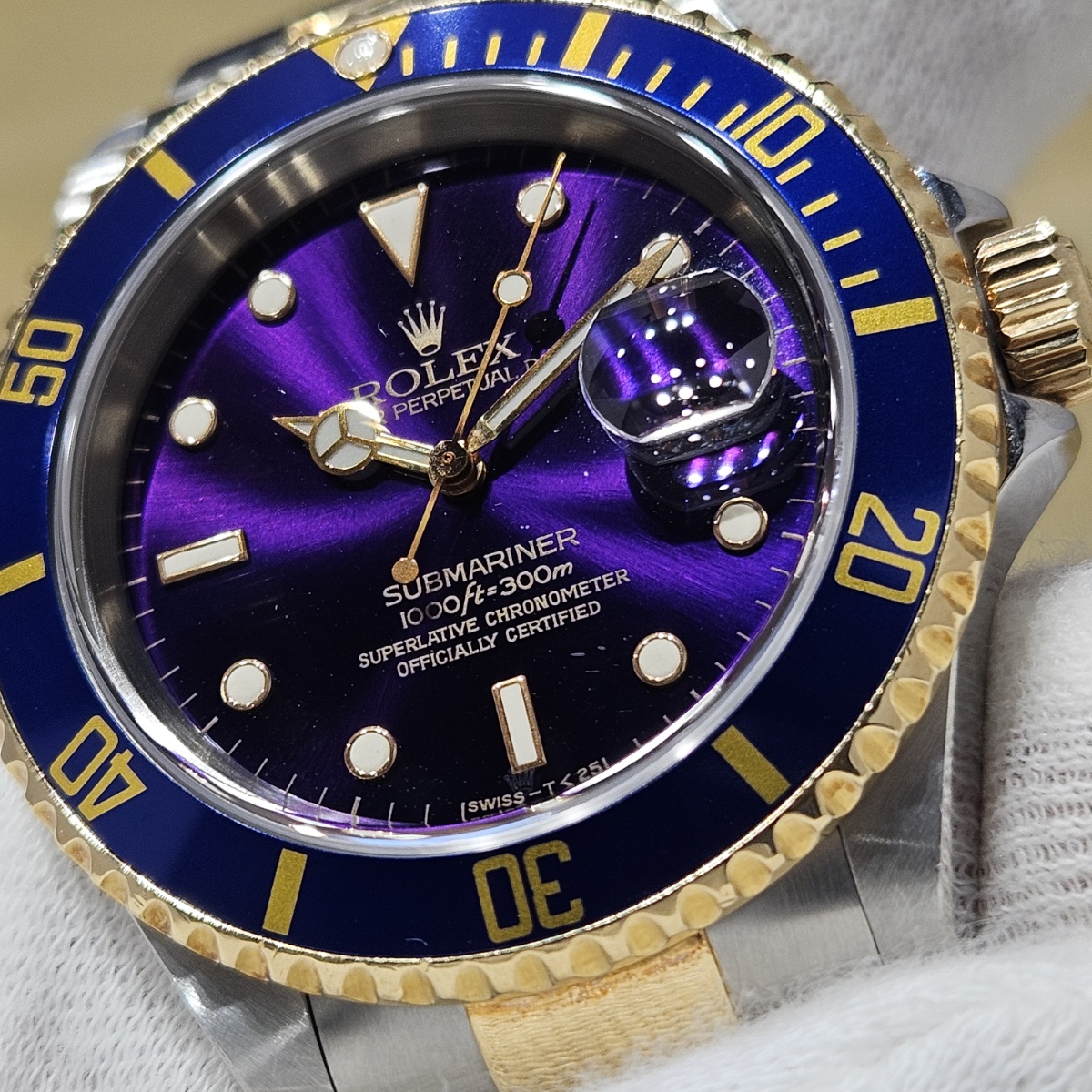 ロレックス サブマリーナコンビ 青サブ16613 X品番 オールトリチウム
