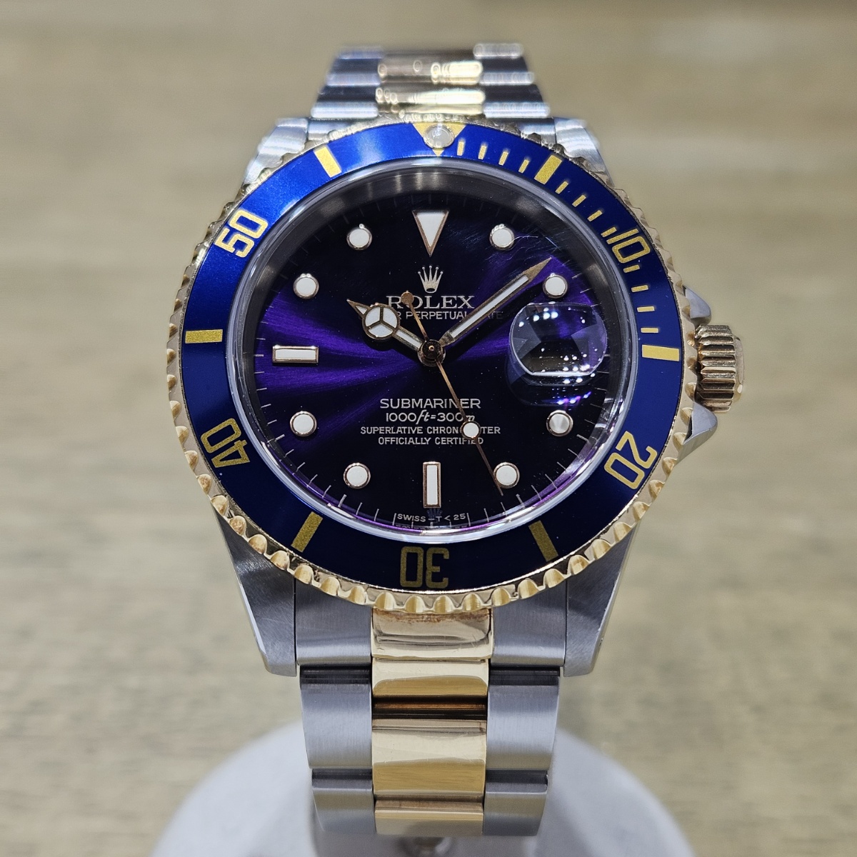 ロレックス サブマリーナコンビ 青サブ16613 X品番 オールトリチウム