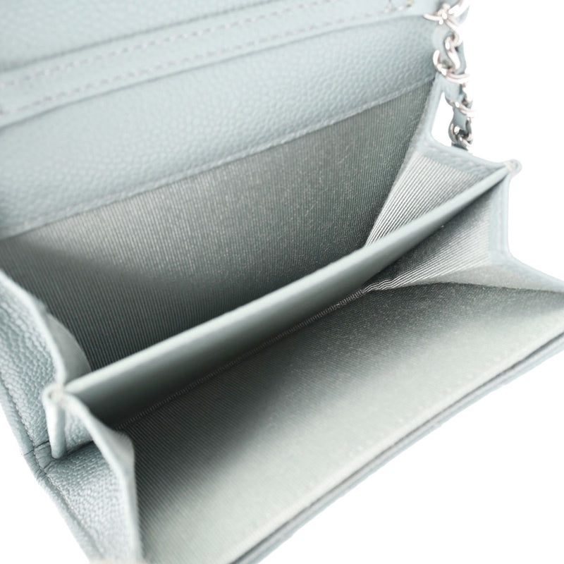 シャネルミニ チェーンウォレット 42976 ブルーグレー シルバー金具