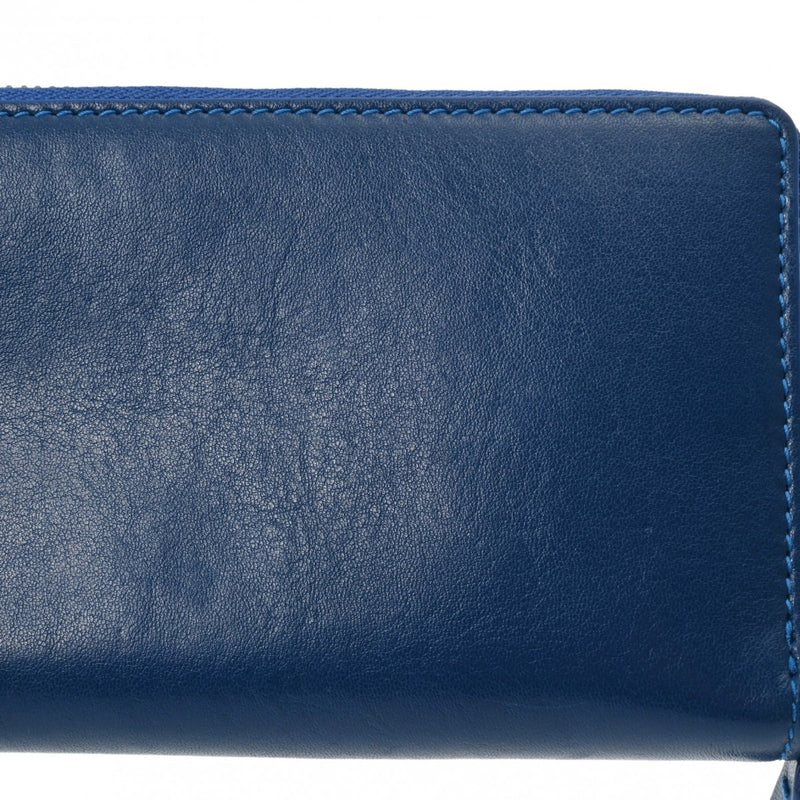 ジミーチュウ ロゴ ラウンドファスナー ブルー レディース レザー 長