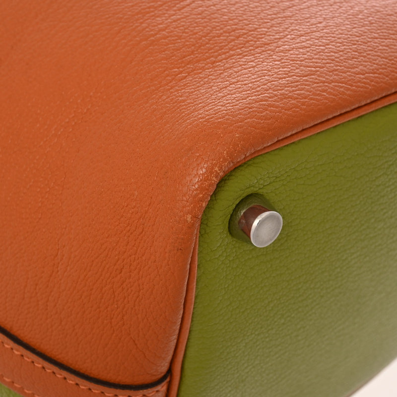 HERMES エルメス ピコタン PM バイカラー アニスグリーン/オレンジ □J