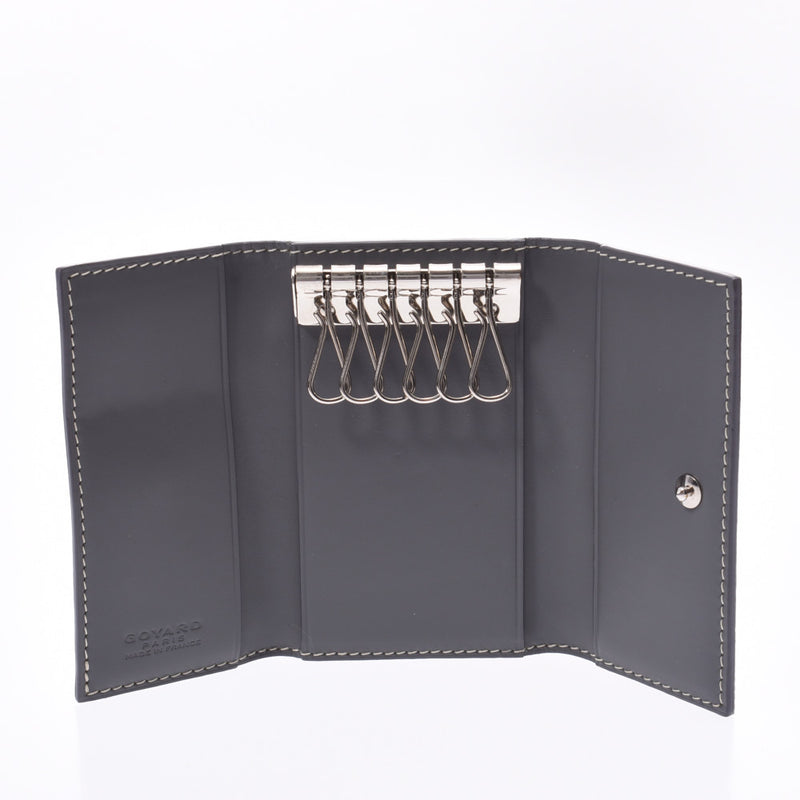 ゴヤールヘリンボーン 4連キーケース グレー シルバー金具 ユニ