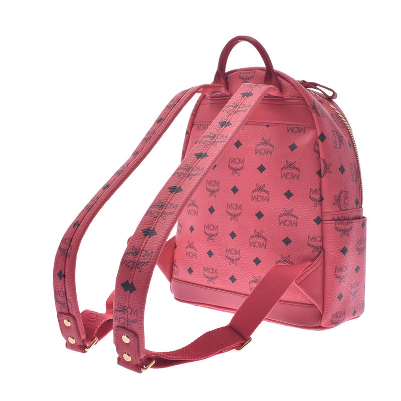 エムシーエムバックパック スタッズ 赤 レディース カーフ リュック