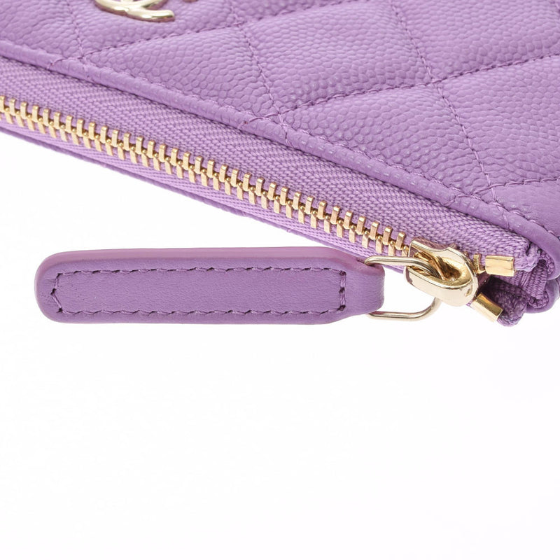 シャネルクラシックミニポーチ 14143 紫 ゴールド金具 ユニセックス