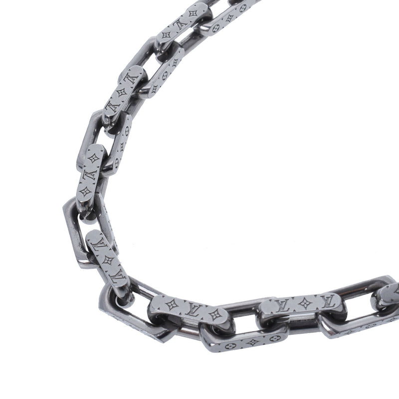 ルイヴィトンコリエ チェーン モノグラム メンズ シルバー ネックレス
