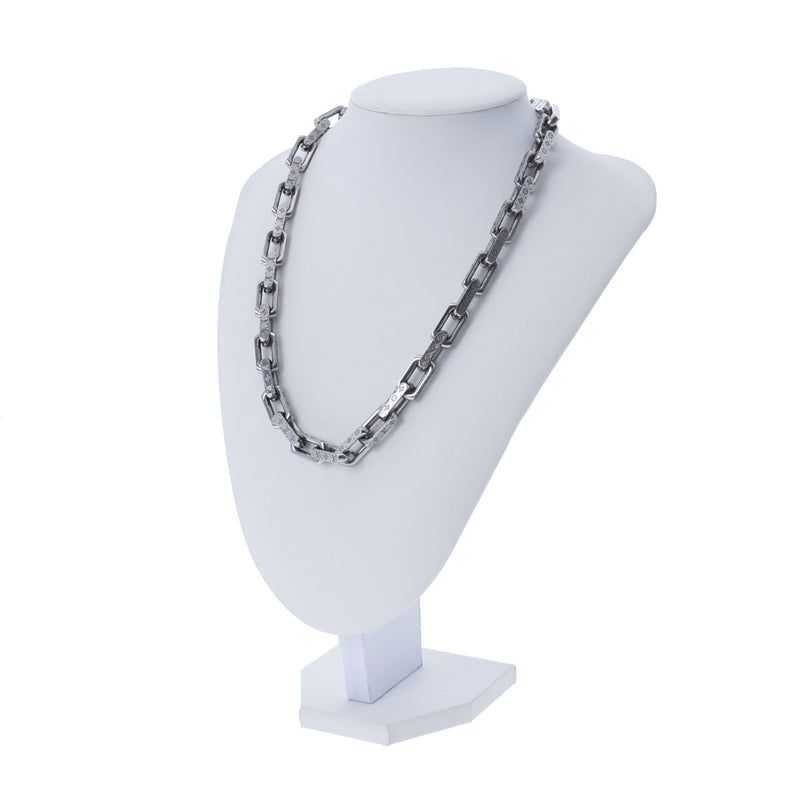 ルイヴィトンコリエ チェーン モノグラム メンズ シルバー ネックレス