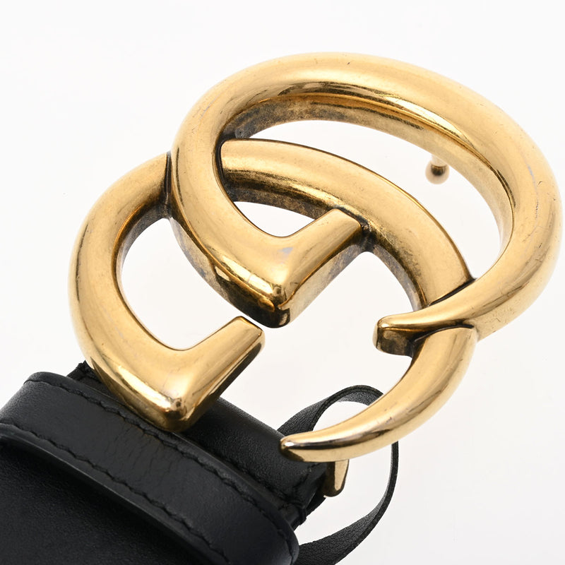 グッチGGマーモント 黒 ゴールド金具 メンズ カーフ ベルト 397660