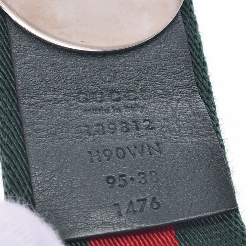 グッチシェリーライン 95CM 緑/赤 シルバー金具 レディース ベルト