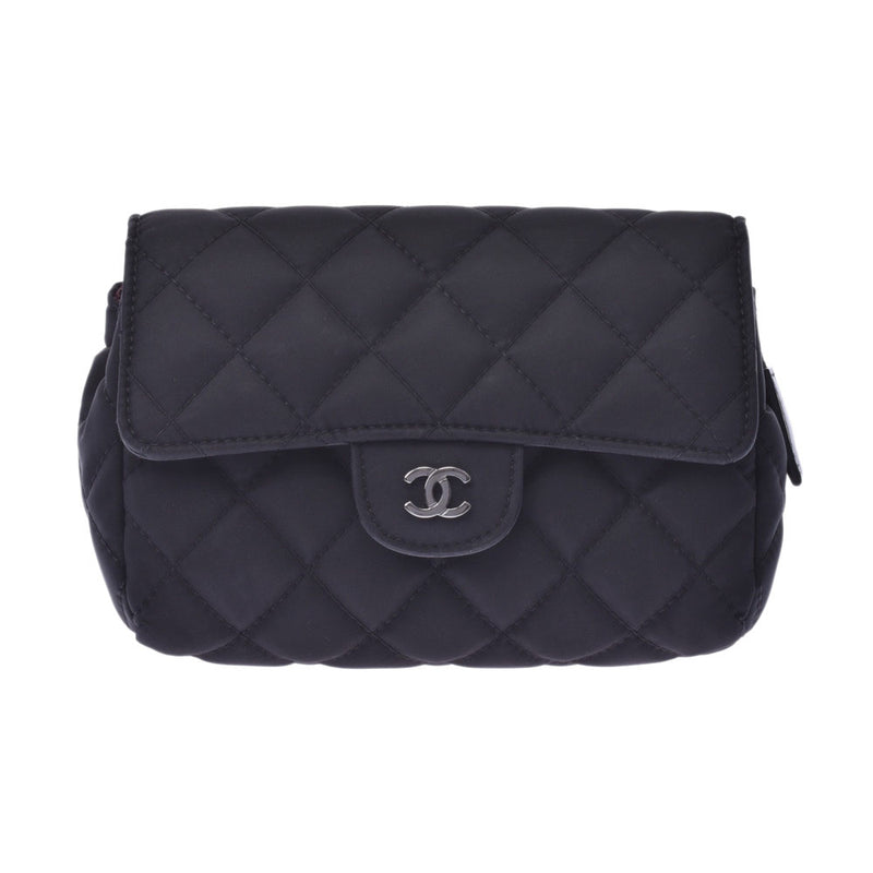 シャネル化粧ポーチ 14143 黒 シルバー金具 レディース ナイロン