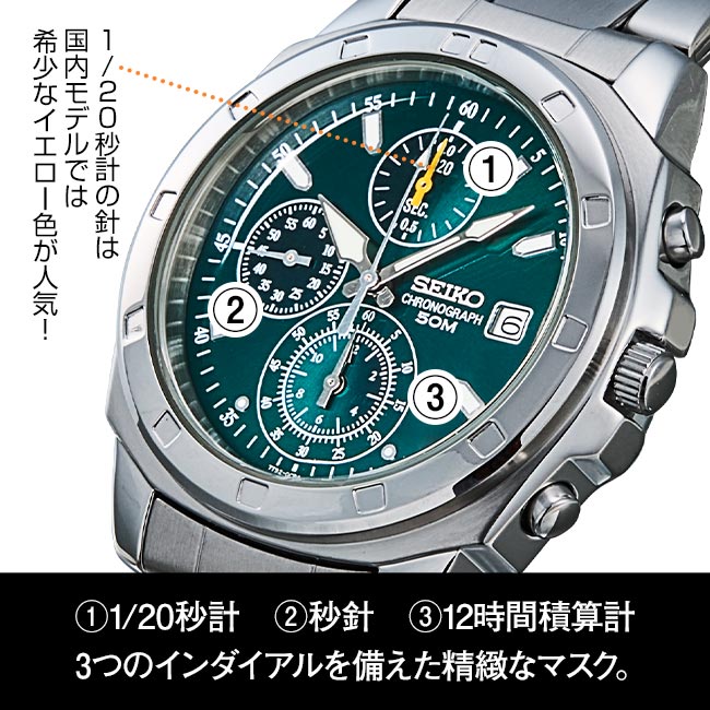 SEIKO セイコー クロノグラフ グリーン文字盤 （海外モデル） 【通常