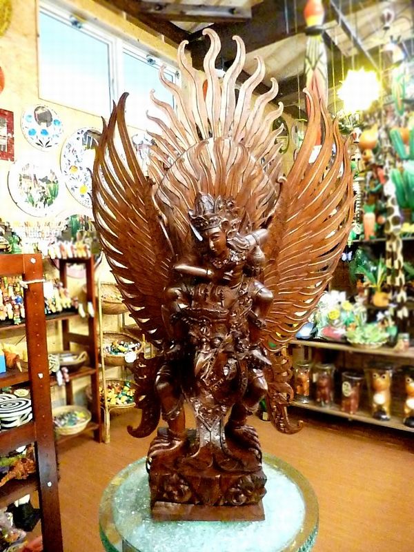 ガルーダ＆ヴィシュヌ神【H120cm】／ヒンドゥー教神話の神様像／バリ