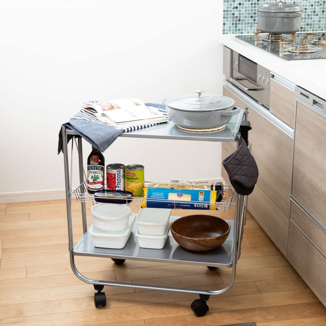 DULTON】 フォールディング トローリー シルバー｜キッチン用品