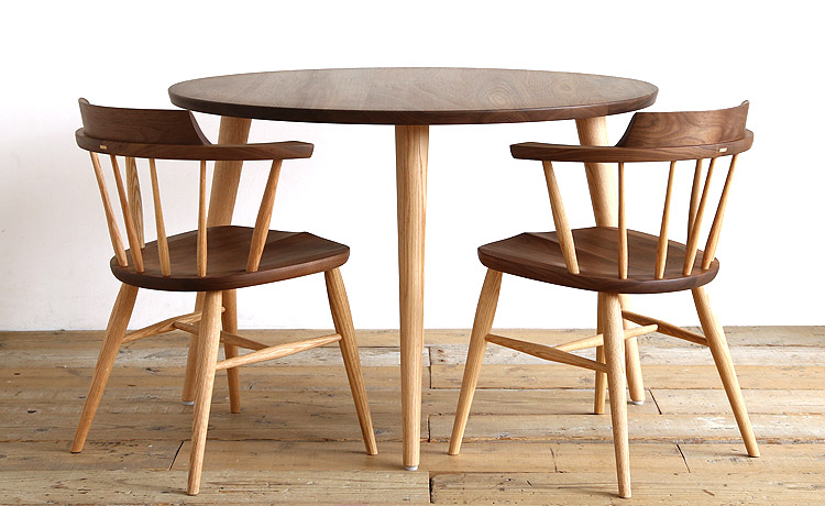 円形ダイニングテーブル ウォールナット オーク 無垢 幅105 120cm 高さ